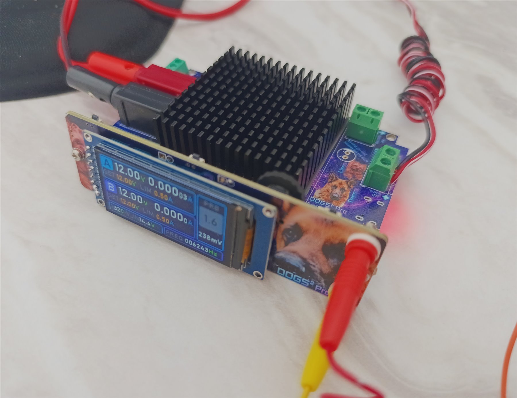 DOGS² engineering prototype powered on at the workbench